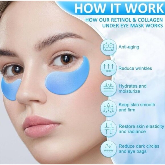 New Sealed Hicream Retinol Collagen Eye Patch 60pcs 30 Pairs Anti Aging - Picture 3 of 8